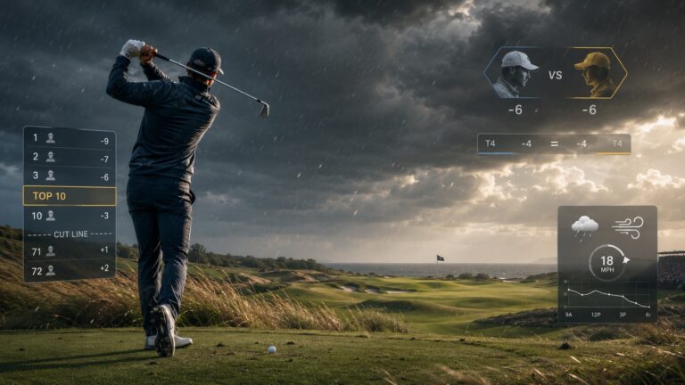 Golf w zakładach — cut, matchupy, top 10, dead heat i wpływ pogody